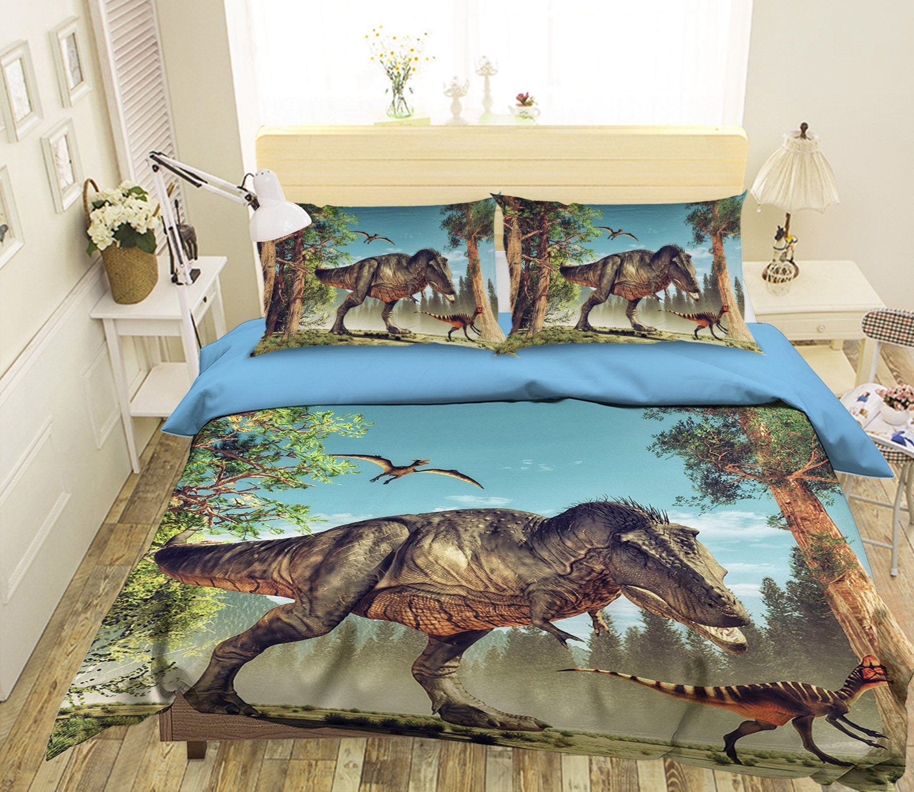 3D Tyrannosaurus Pterosaur 094 Bed Pillowcases Quilt Wallpaper AJ Wallpaper 