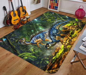 3D Sunlight Blue Dragon 30 Non Slip Rug Mat Mat AJ Creativity Home 