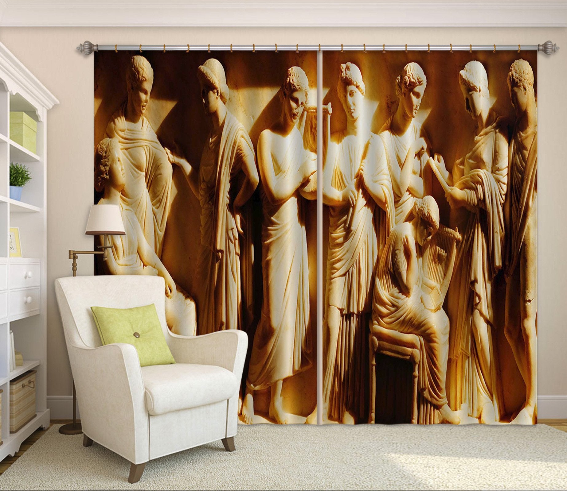 3D Ancient Figure Statue 2485 Curtains Drapes Curtains AJ Creativity Home 