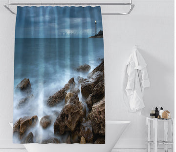 3D Seaside Stone 013 Shower Curtain 3D Shower Curtain AJ Creativity Home 