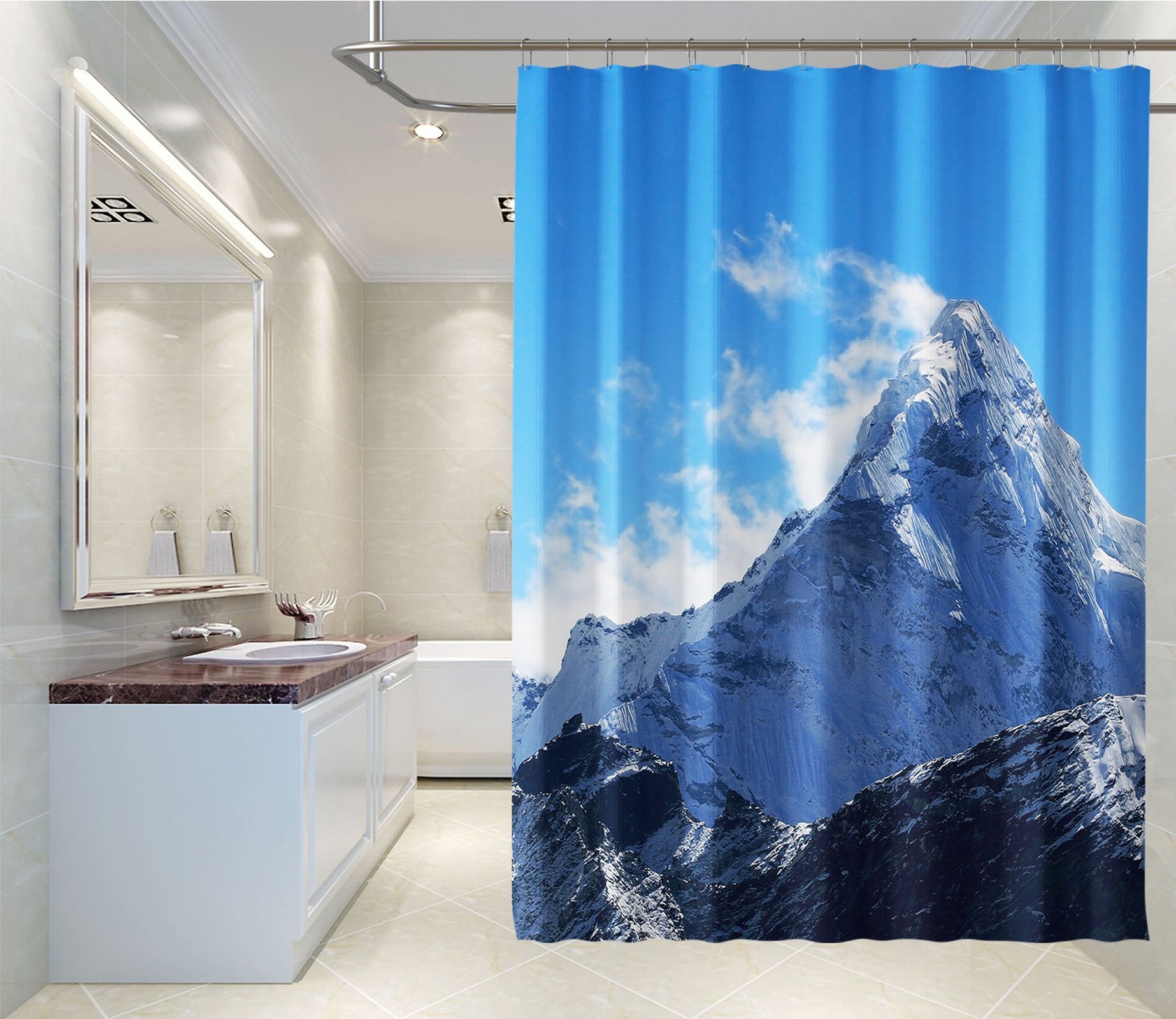 3D Snow Mountain 016 Shower Curtain 3D Shower Curtain AJ Creativity Home 