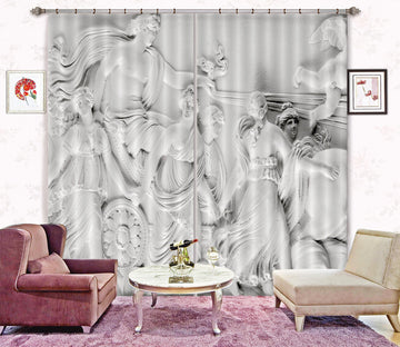 3D Carving Flower Man 025 Curtains Drapes Curtains AJ Creativity Home 