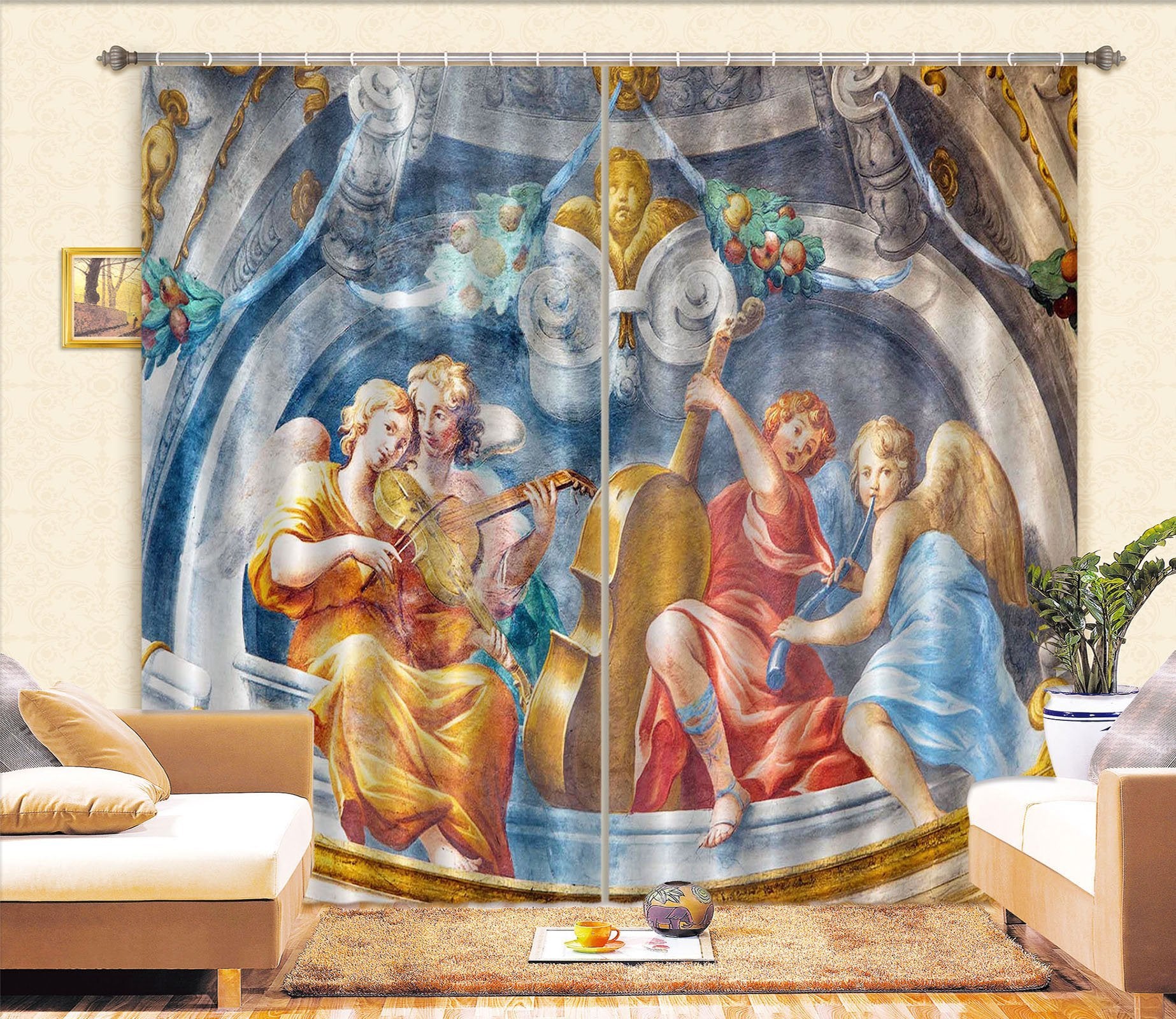 3D Cello Violin 051 Curtains Drapes Curtains AJ Creativity Home 