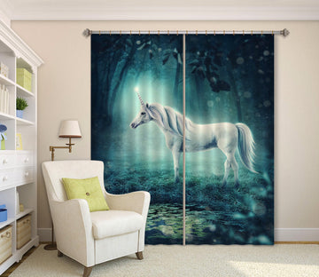 3D Corner Light Unicorns 112 Curtains Drapes Curtains AJ Creativity Home 