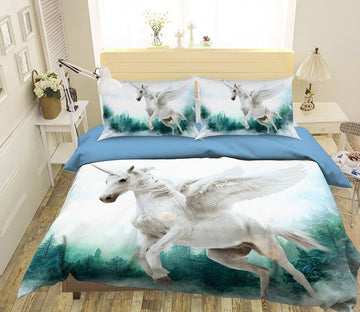 3D Spread Wings Unicorn 020 Bed Pillowcases Quilt Wallpaper AJ Wallpaper 