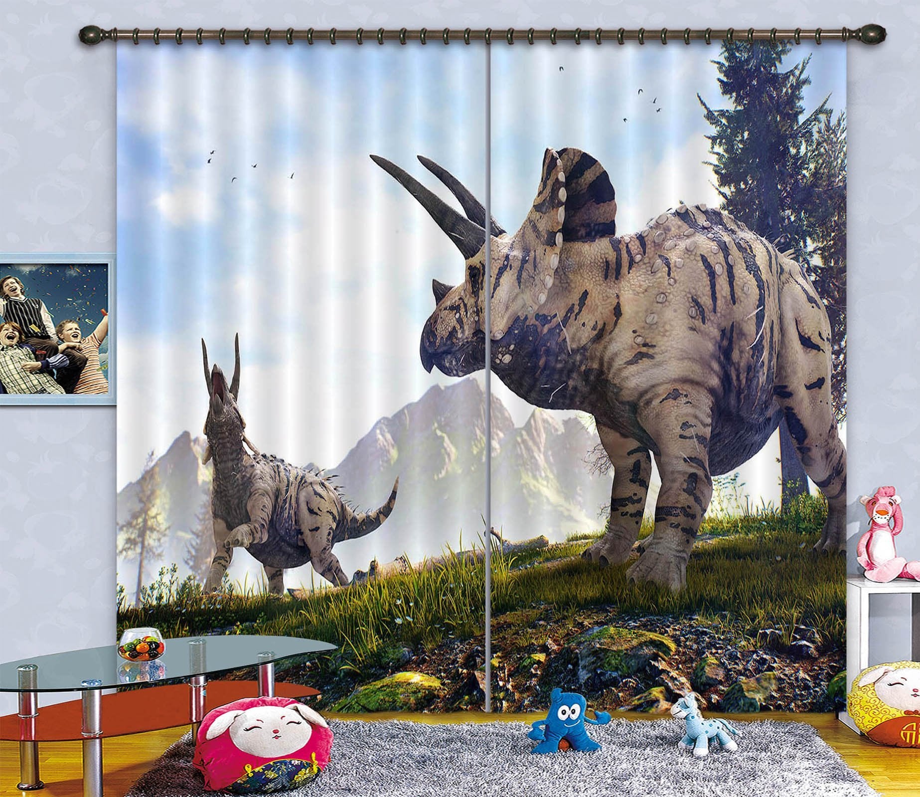 3D Horned Dragon 148 Curtains Drapes Curtains AJ Creativity Home 