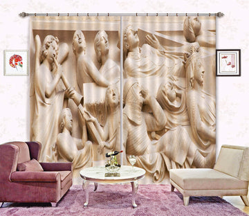 3D Playing The Flute 002 Curtains Drapes Curtains AJ Creativity Home 