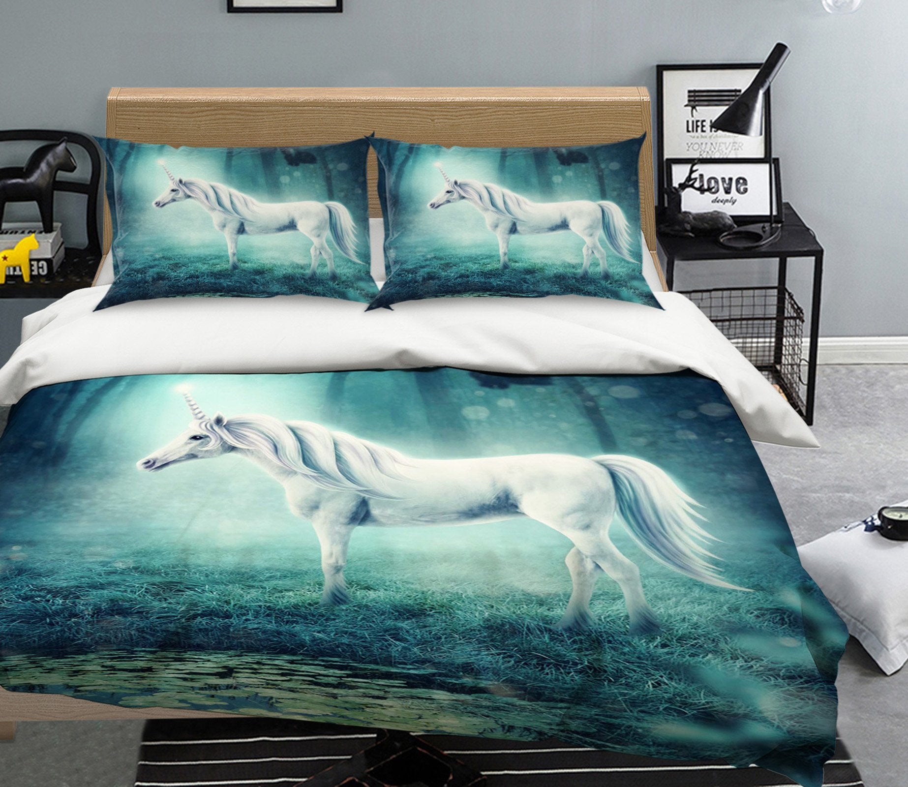 3D Shore Unicorn 048 Bed Pillowcases Quilt Wallpaper AJ Wallpaper 