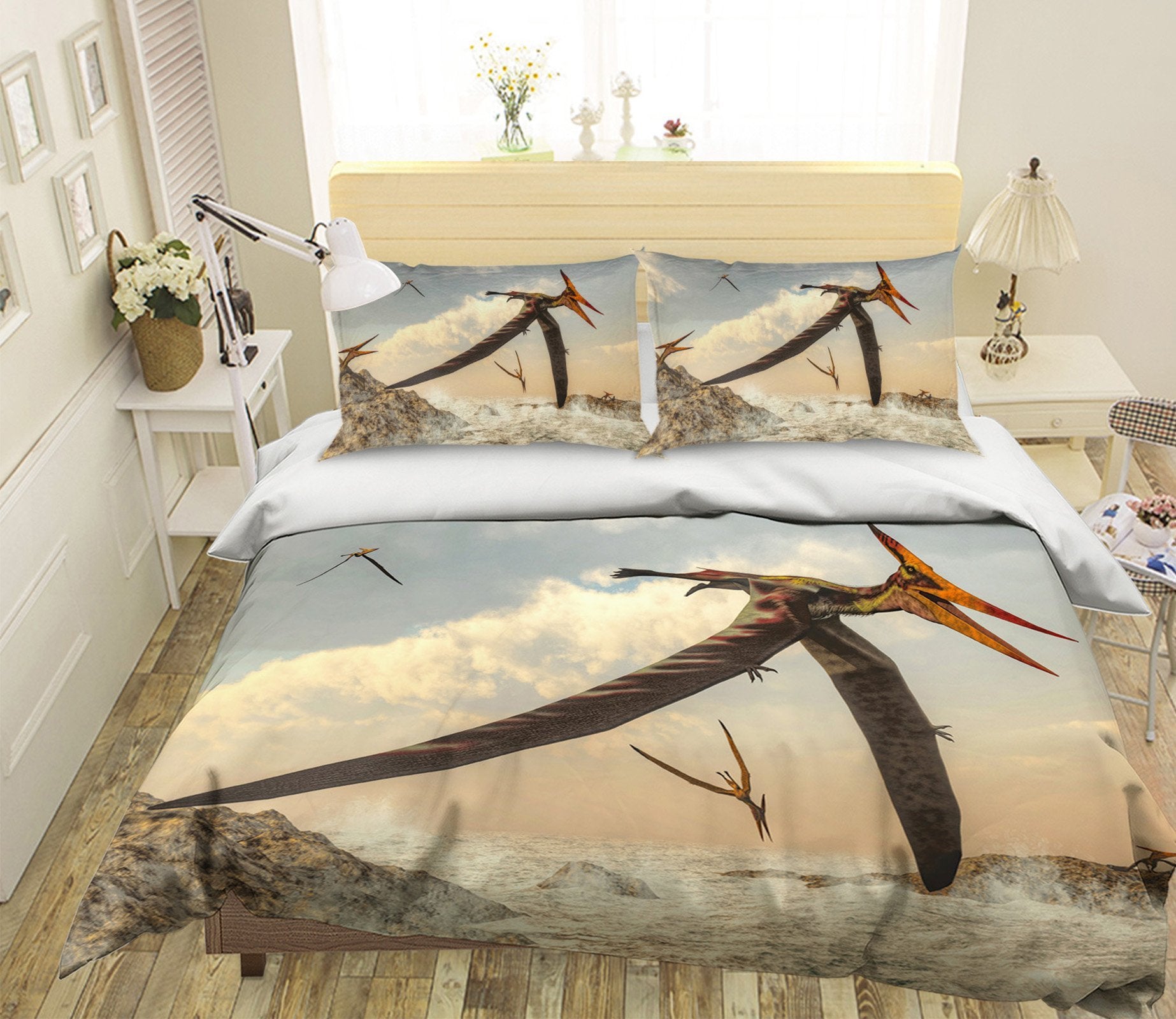 3D Pterosaur Flying 075 Bed Pillowcases Quilt Wallpaper AJ Wallpaper 