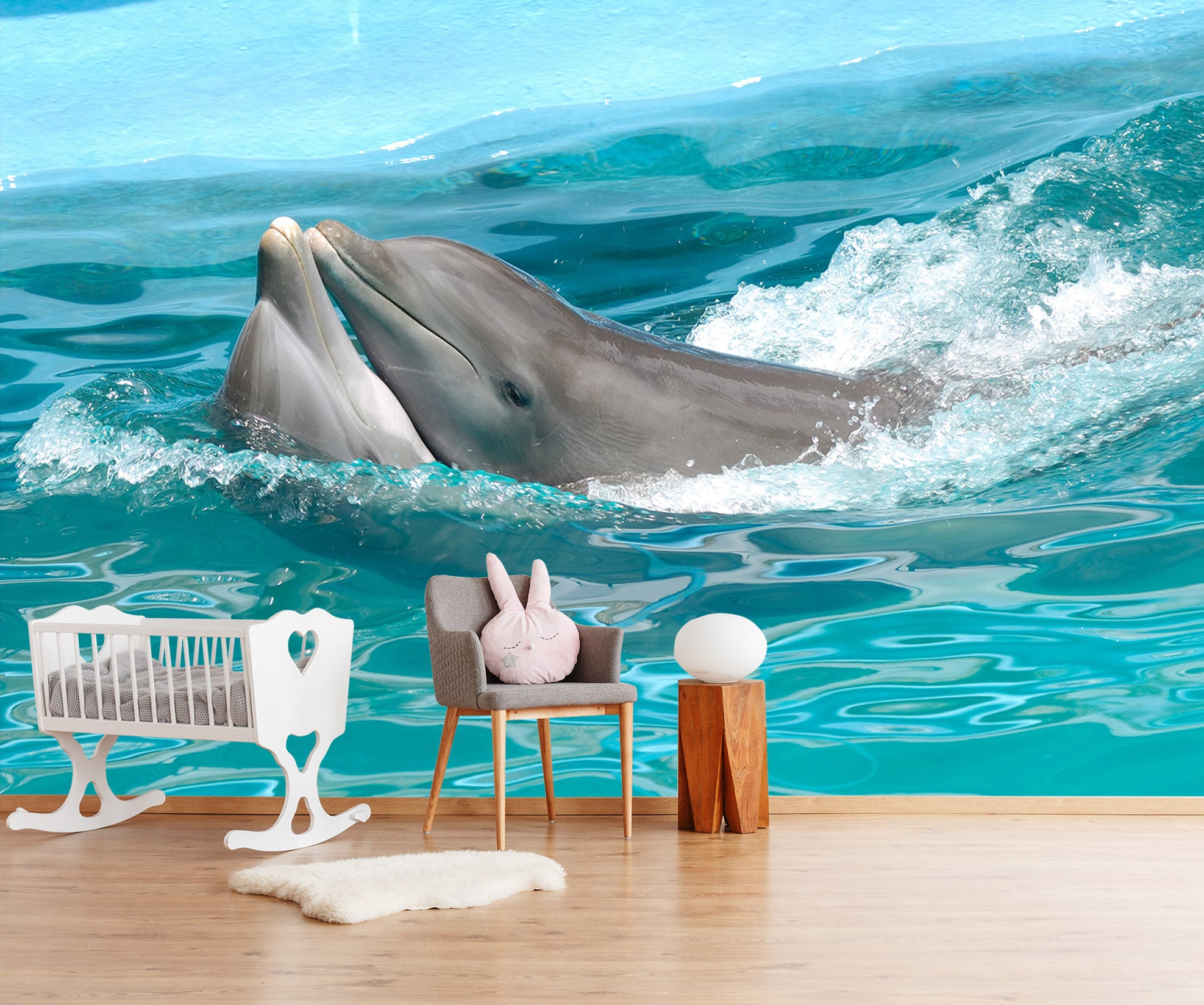 3D Playful Dolphins 116 Wall Murals