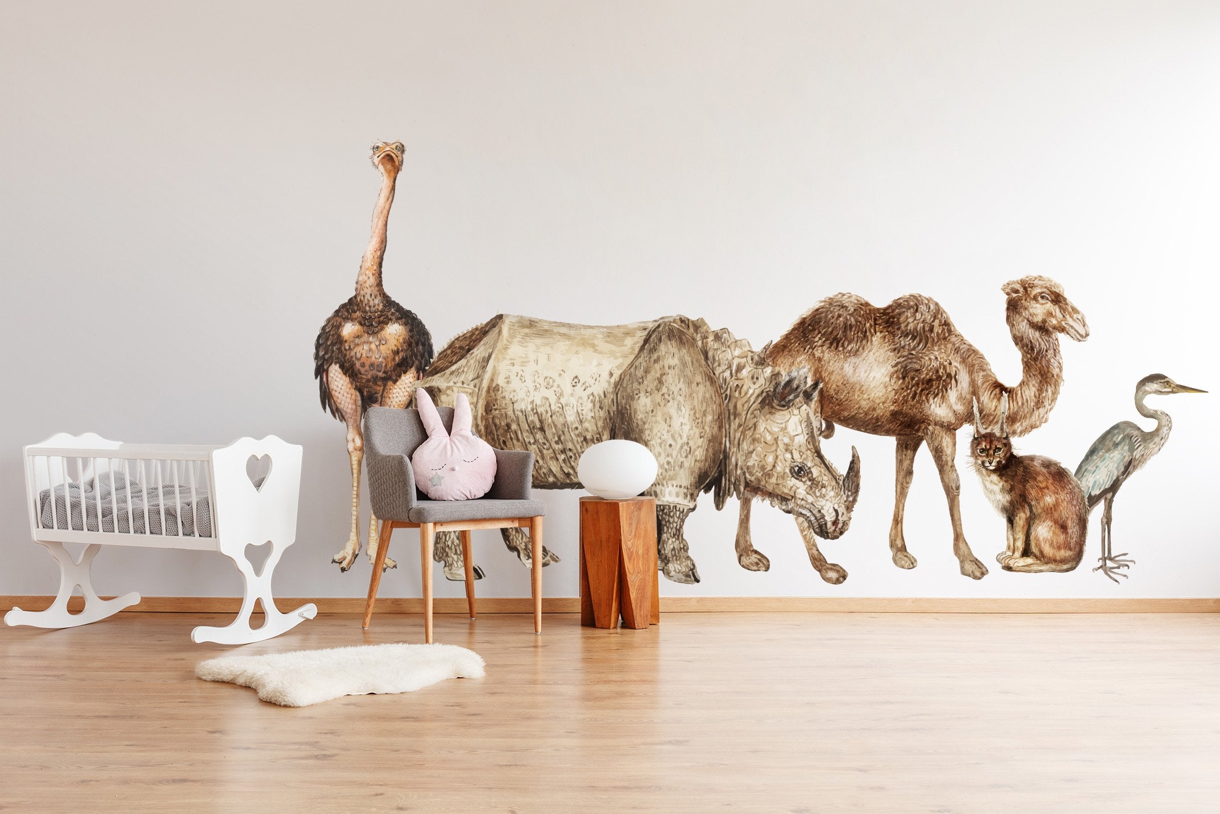 3D Rhinoceros Camel 068 Animals Wall Stickers Wallpaper AJ Wallpaper 