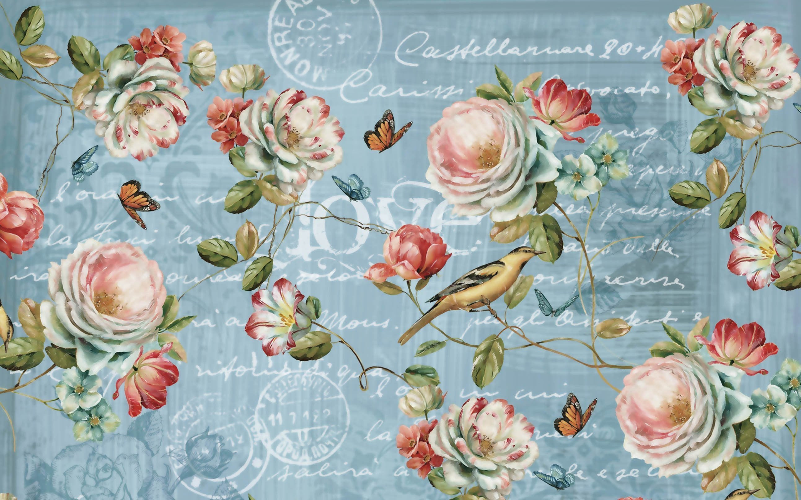 3D Postcard Flowers Butterflies 609 Kitchen Mat Floor Mural Wallpaper AJ Wallpaper 