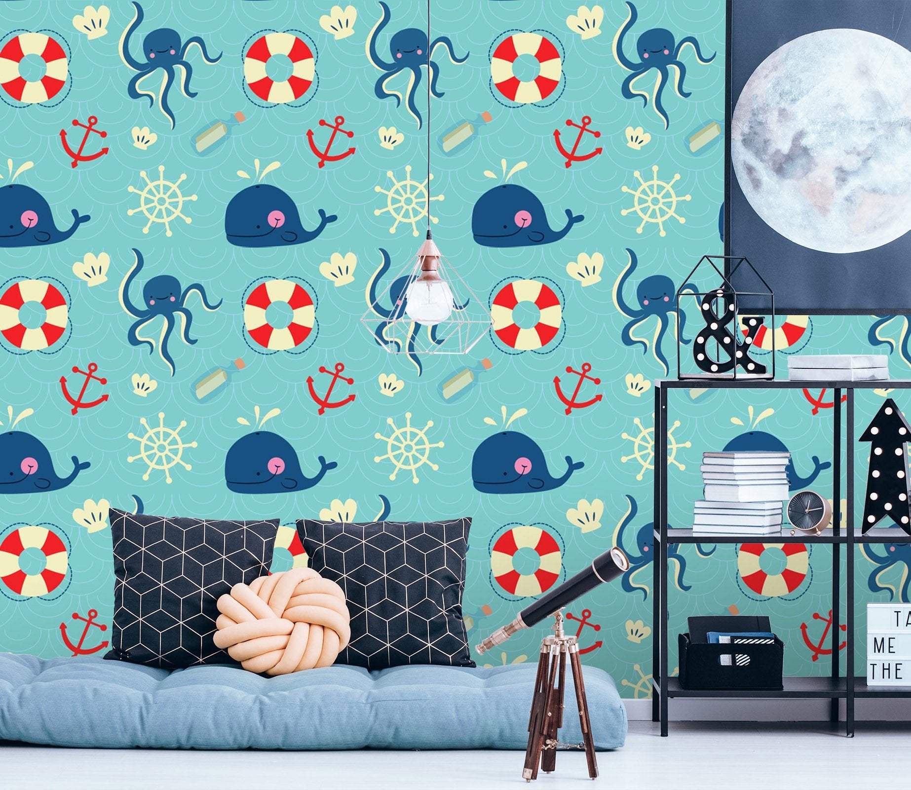 3D Lifebuoy Whale 415 Wallpaper AJ Wallpaper 