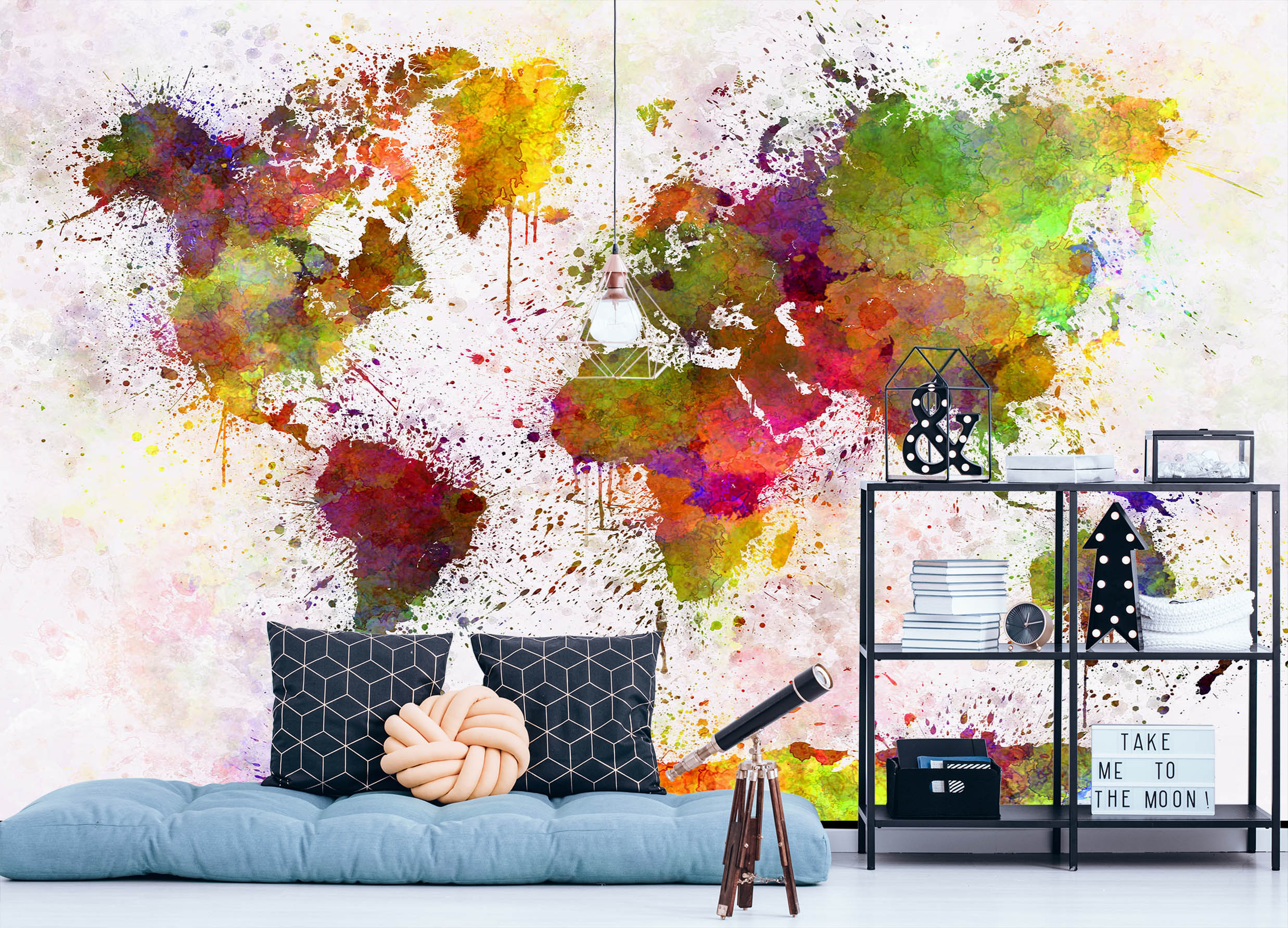 3D Color Splash 2053 World Map Wall Murals