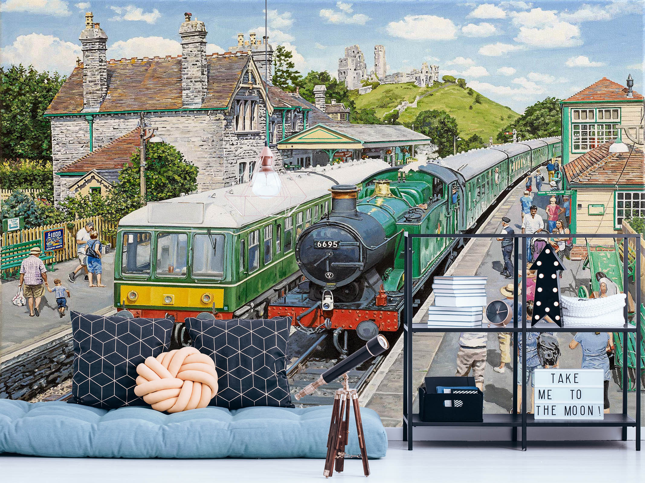 3D Corfe Castle Station 1015 Trevor Mitchell Wall Mural Wall Murals