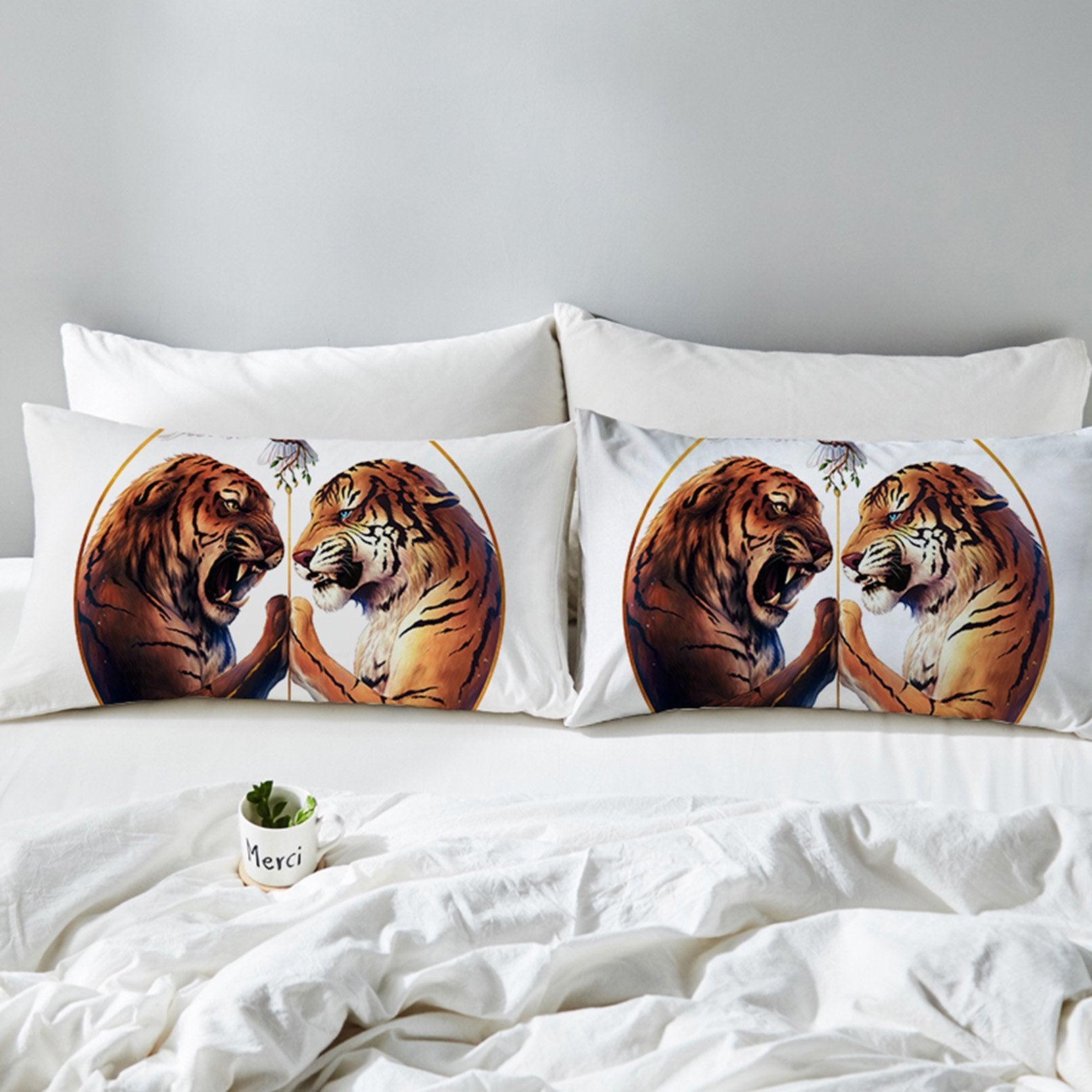 3D White Peace Tiger 142 Bed Pillowcases Quilt Wallpaper AJ Wallpaper 