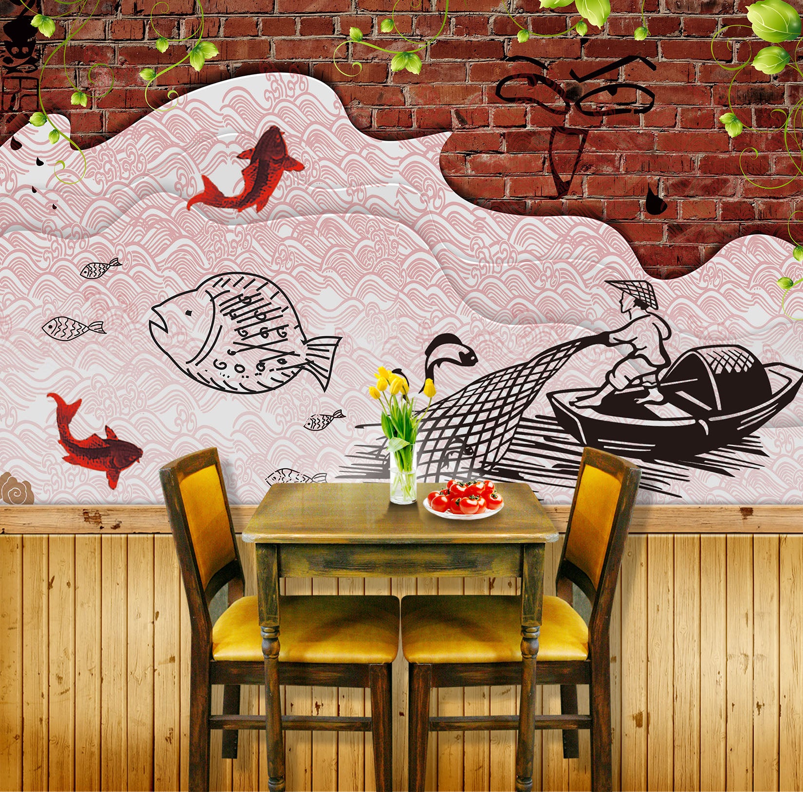 3D Swimming Fish 3015 Wall Murals