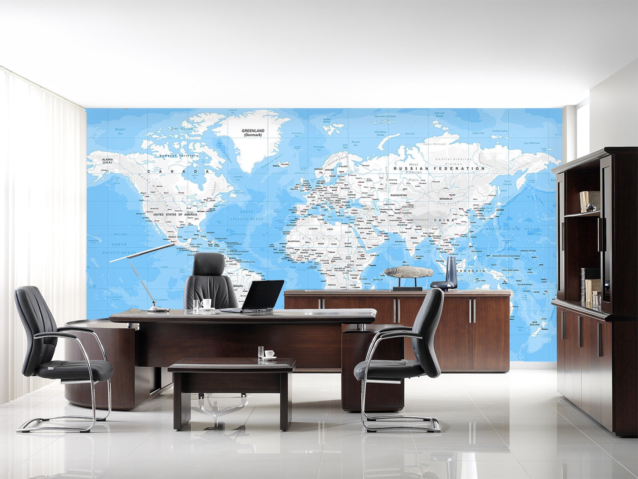 3D White Pattern 2126 World Map Wall Murals