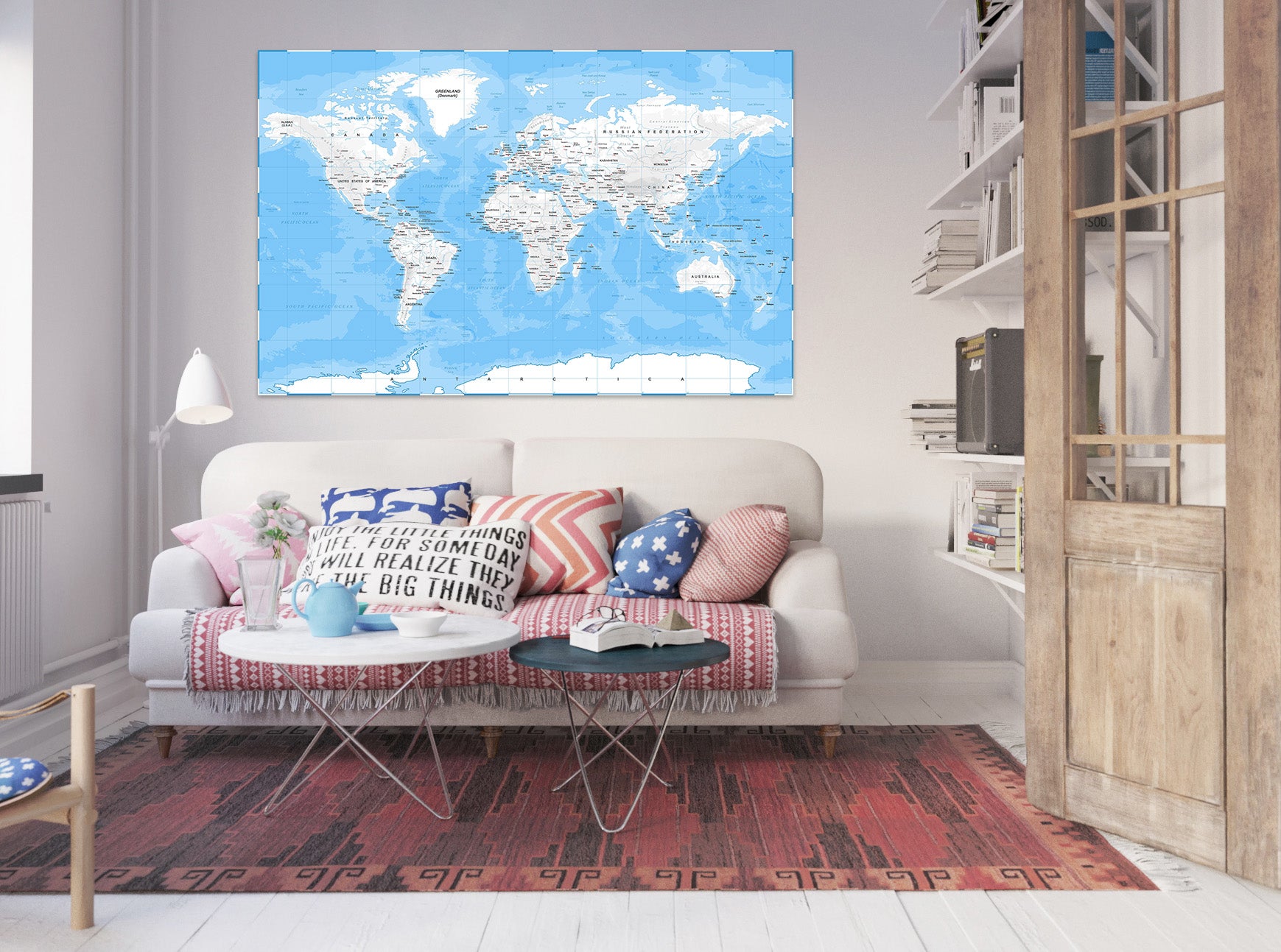 3D Abstract Clouds 256 World Map Wall Sticker