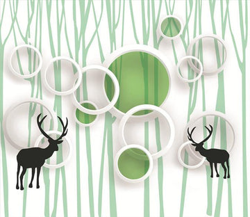 3D Green Forest Deer 048 Wallpaper AJ Wallpaper 