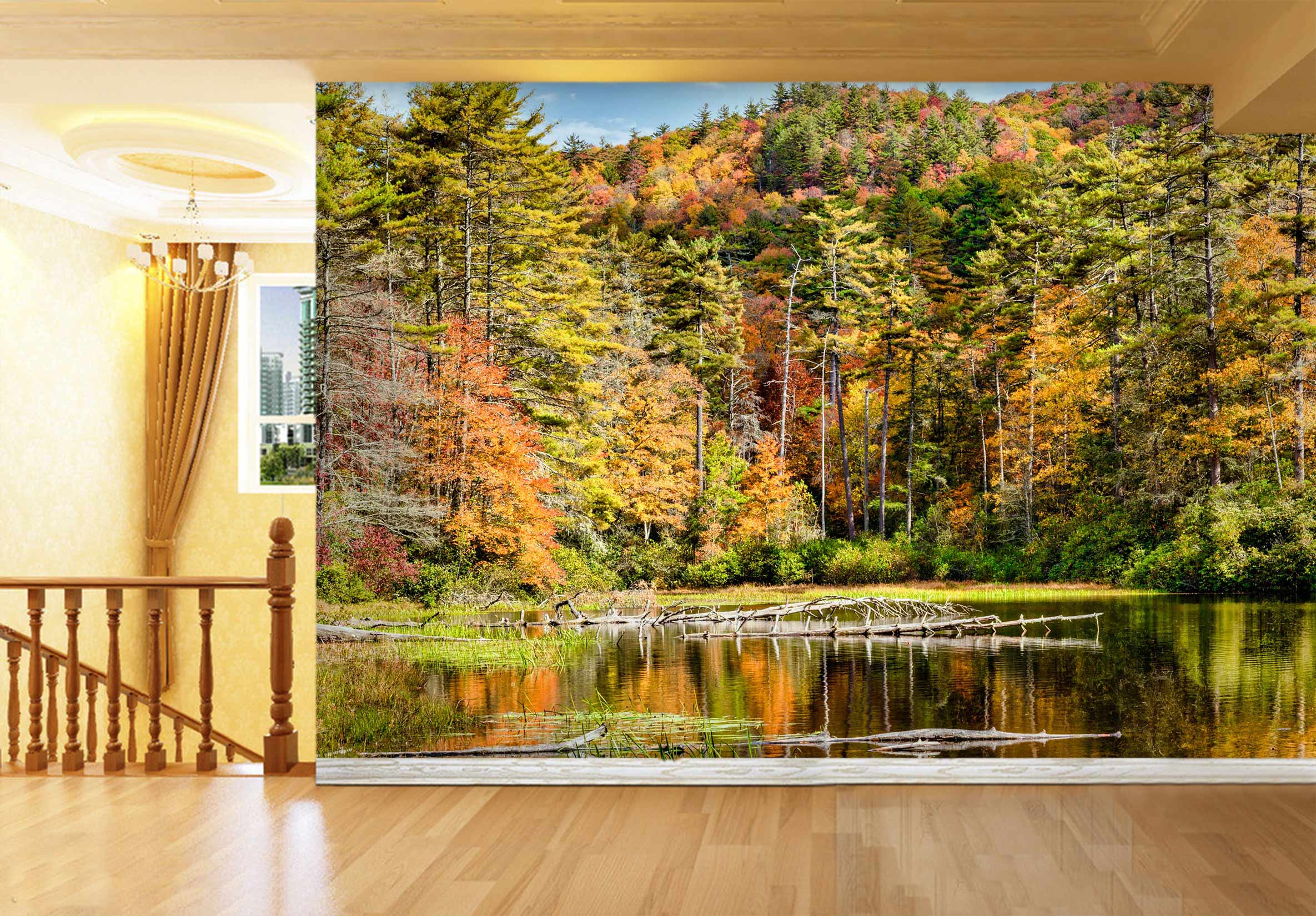 3D Mountain Trees 5247 Beth Sheridan Wall Mural Wall Murals