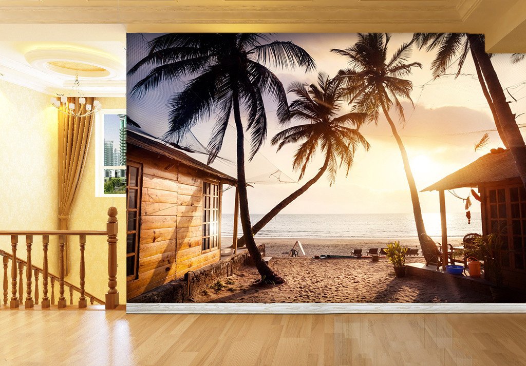 3D Beach Tall Coconut Tree 434 Wallpaper AJ Wallpaper 