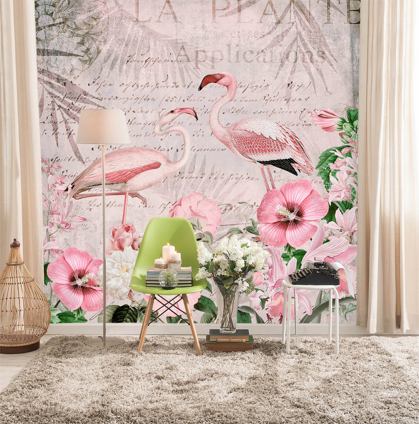 3D Pink Flamingo 1442 Andrea haase Wall Mural Wall Murals