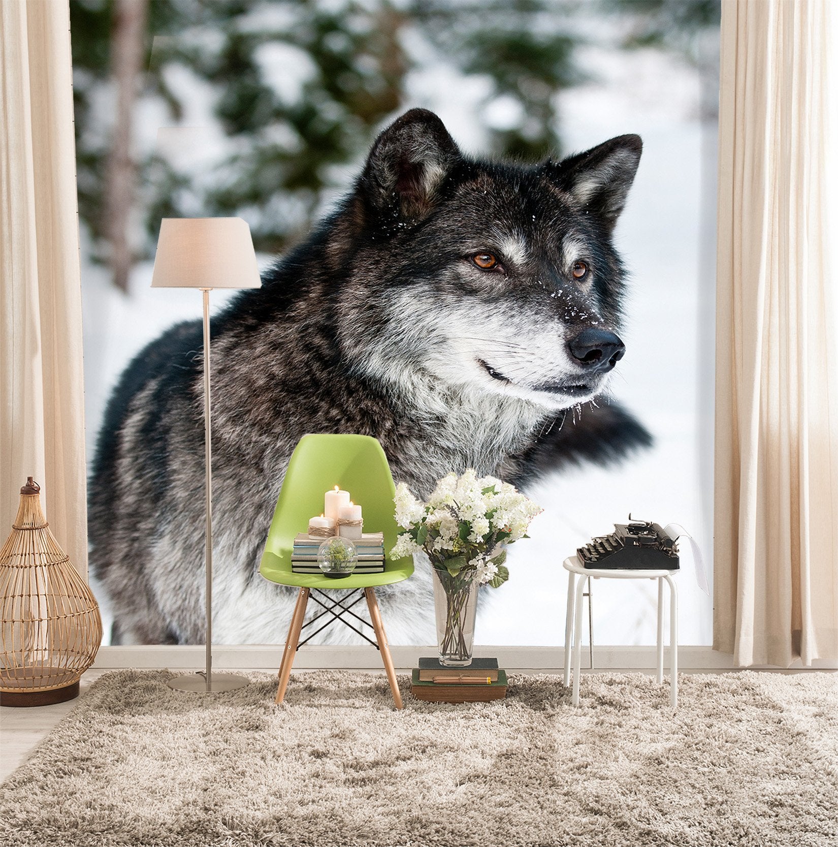 3D Wild Wolf Snow 016 Wallpaper AJ Wallpaper 