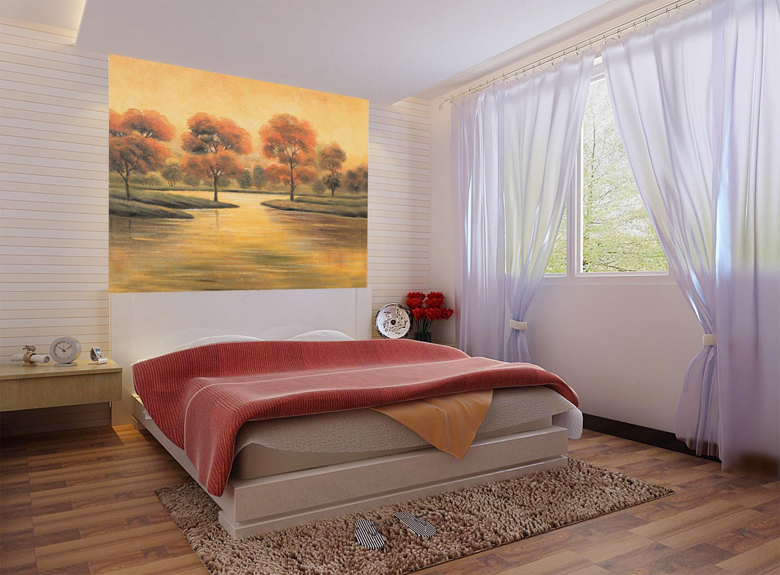 Waterside Trees Scenery Wallpaper AJ Wallpaper 