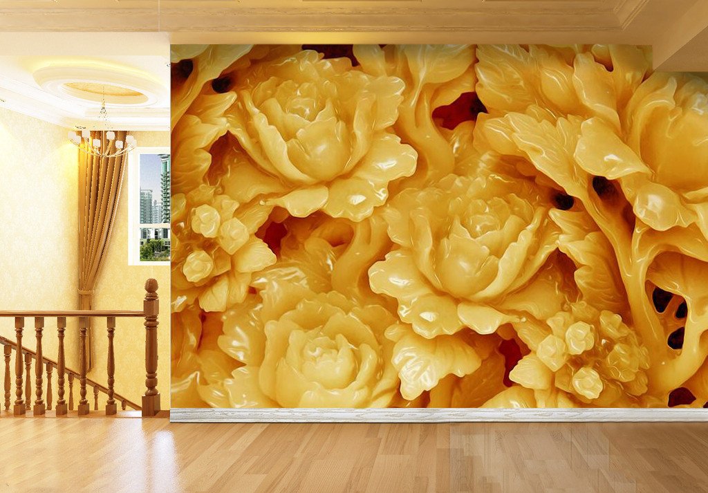 3D Flowers large jade stone Wallpaper AJ Wallpaper 1 
