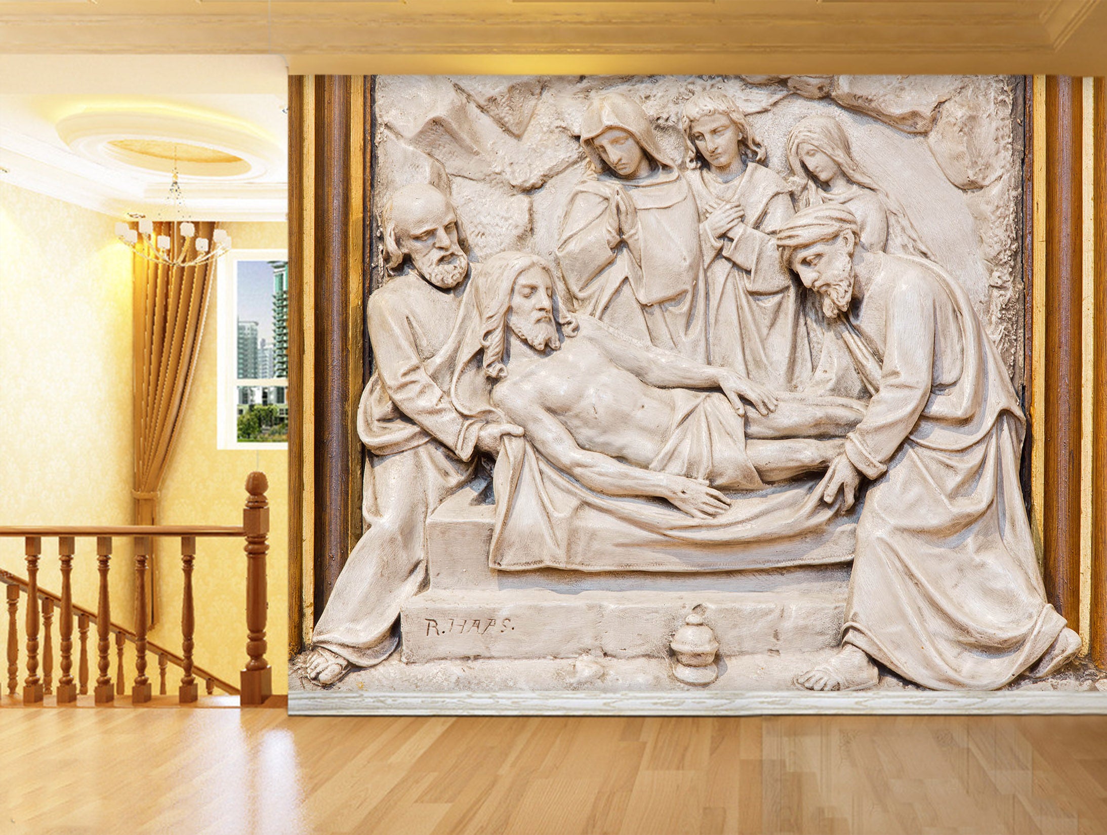 3D Carving Old Man 1536 Wall Murals