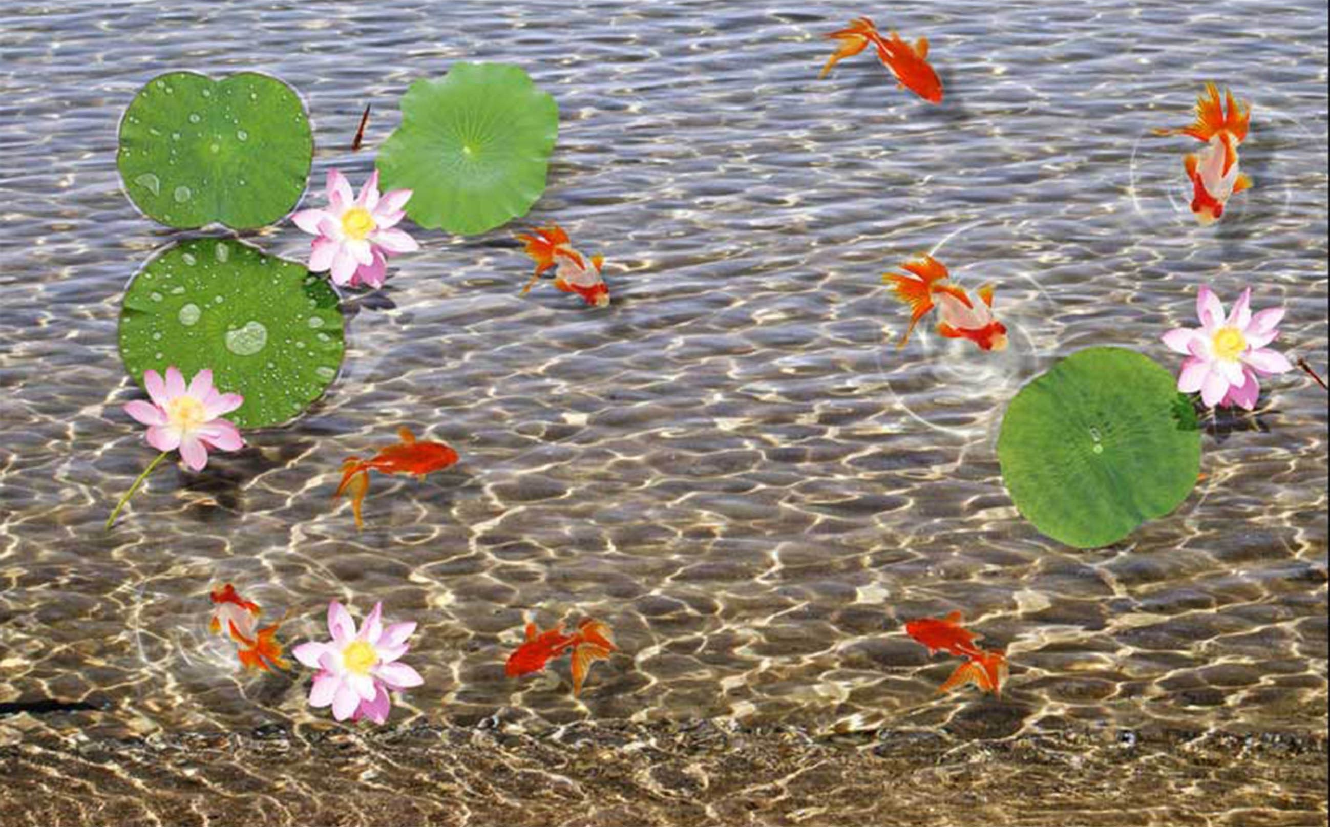 3D Shining Lake Fishes 025 Kitchen Mat Floor Mural Wallpaper AJ Wallpaper 