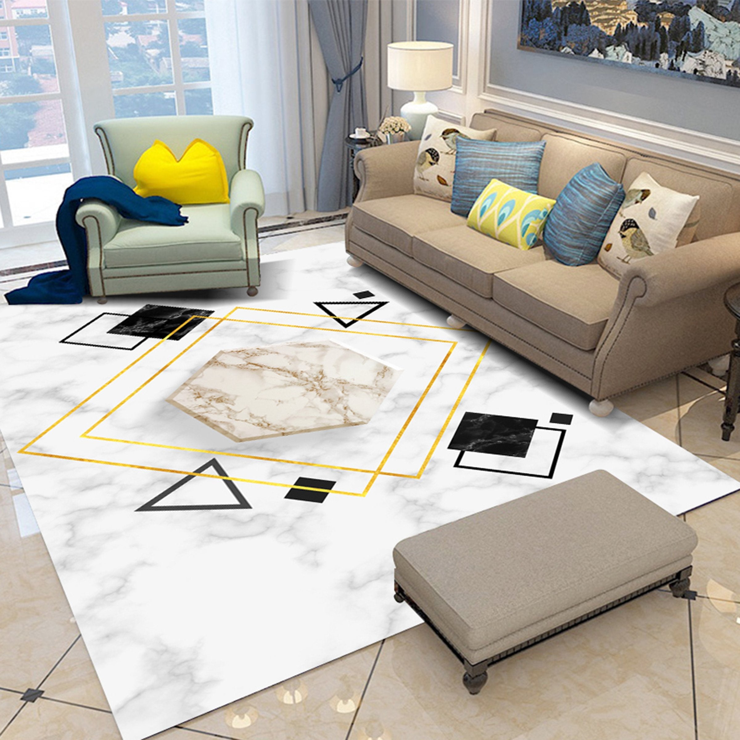 3D Colored Triangle WG249 Non Slip Rug Mat Mat AJ Creativity Home 