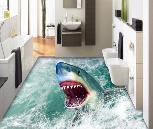 3D Ferocious Shark 335 Floor Mural  Wallpaper Murals Rug & Mat Print Epoxy waterproof bath floor