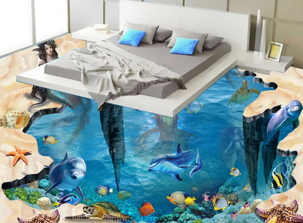 3D Mysterious Mermaid 597 Floor Mural  Wallpaper Murals Rug & Mat Print Epoxy waterproof bath floor