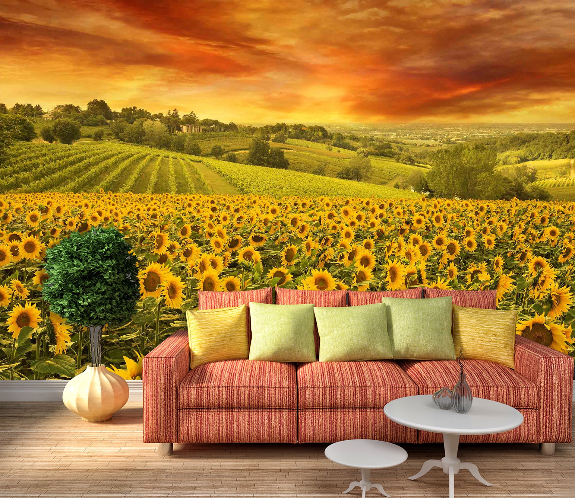 3D Sunflower Garden 1023 Wall Murals