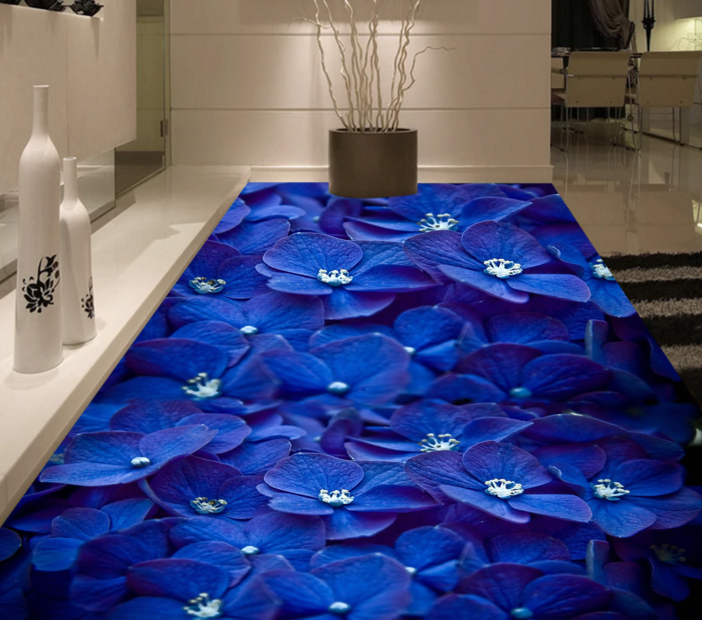3D Dark Blue Flower 543 Floor Mural  Wallpaper Murals Rug & Mat Print Epoxy waterproof bath floor