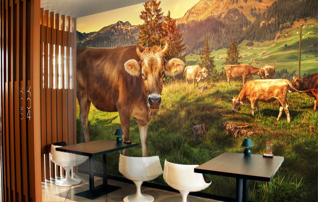 3D Fields Cow Grassland 72 Wallpaper AJ Wallpaper 