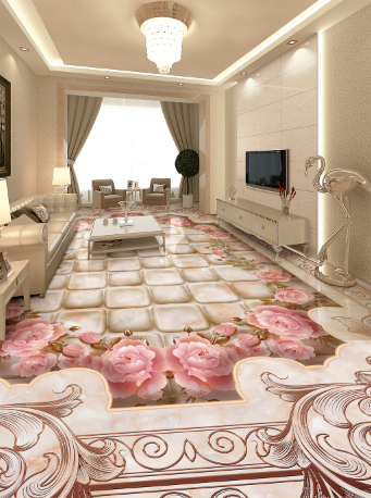 3D Flowers 009 Floor Mural Wallpaper AJ Wallpaper 2 