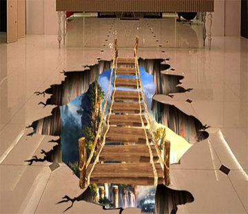 3D Wood Bridge 5 Floor Mural Wallpaper AJ Wallpaper 2 