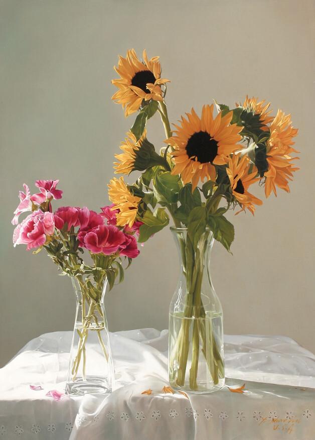 Two Fresh Flowers Vases Wallpaper AJ Wallpaper 2 