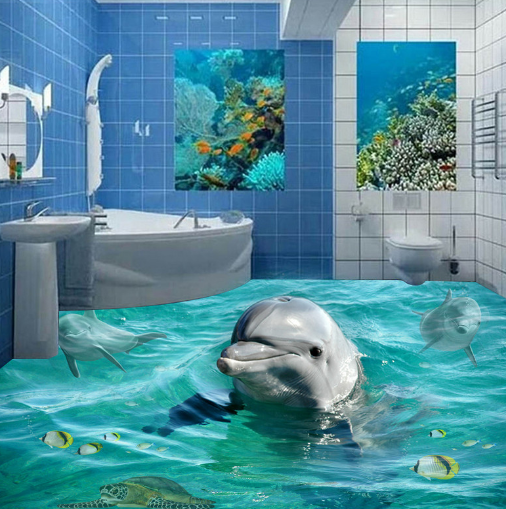3D Soft Dolphins 111 Floor Mural Wallpaper AJ Wallpaper 2 