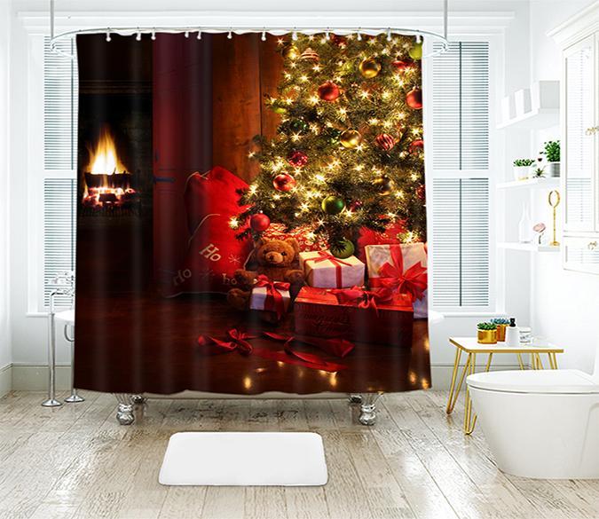3D Shiny Christmas Tree 1 Shower Curtain 3D Shower Curtain AJ Creativity Home 