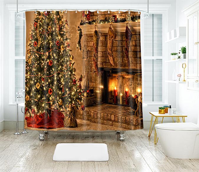 3D Christmas Hanging Ornament 4 Shower Curtain 3D Shower Curtain AJ Creativity Home 