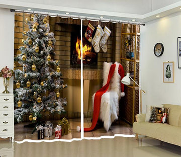 3D White Hair Chair Christmas 7 Curtains Drapes Curtains AJ Creativity Home 