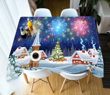 3D Fireworks Village Christmas 70 Tablecloths Tablecloths AJ Creativity Home 