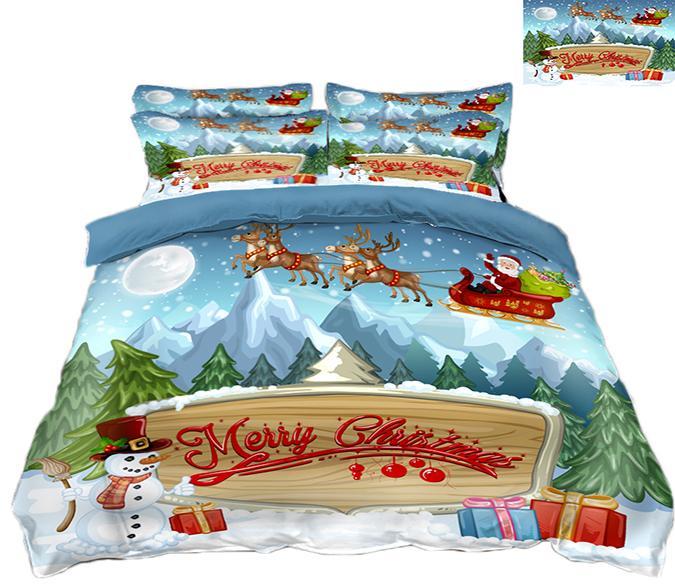 3D Christmas Snow Mountain 61 Bed Pillowcases Quilt Quiet Covers AJ Creativity Home 