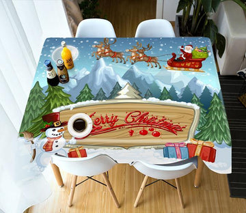3D Wooden Sign Snow Mountain 71 Tablecloths Tablecloths AJ Creativity Home 