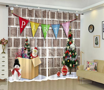 3D Colored Pennant Christmas 16 Curtains Drapes Curtains AJ Creativity Home 