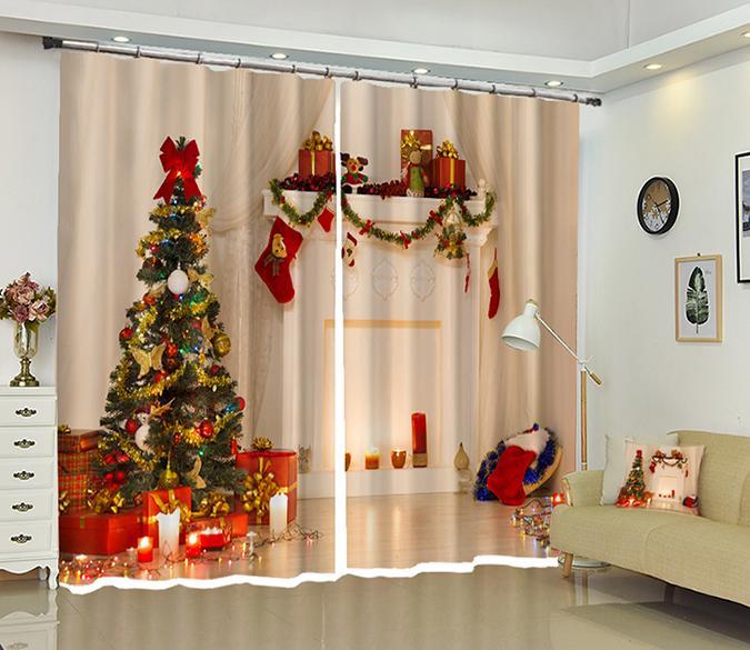 3D Full House Gift Christmas 18 Curtains Drapes Curtains AJ Creativity Home 